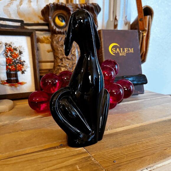 Viking Glass Epic Dog Figurine - Shiny Black Hound by Mosser Glass, 8" Solid Gla - Picture 8 of 10
